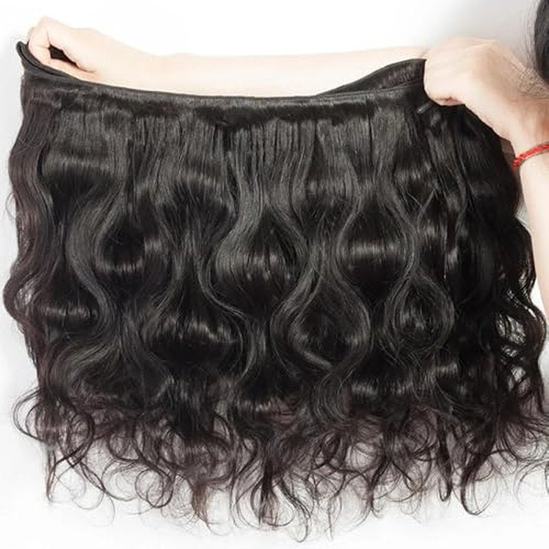 Human Hair Bundles 12 14 16 Inch Body Wave Bundles Human Hair 12A 100% Unprocessed Brazilian Virgin Hair Weave 3 Bundles Natural Black (12 14 16, Body 3Bundles)