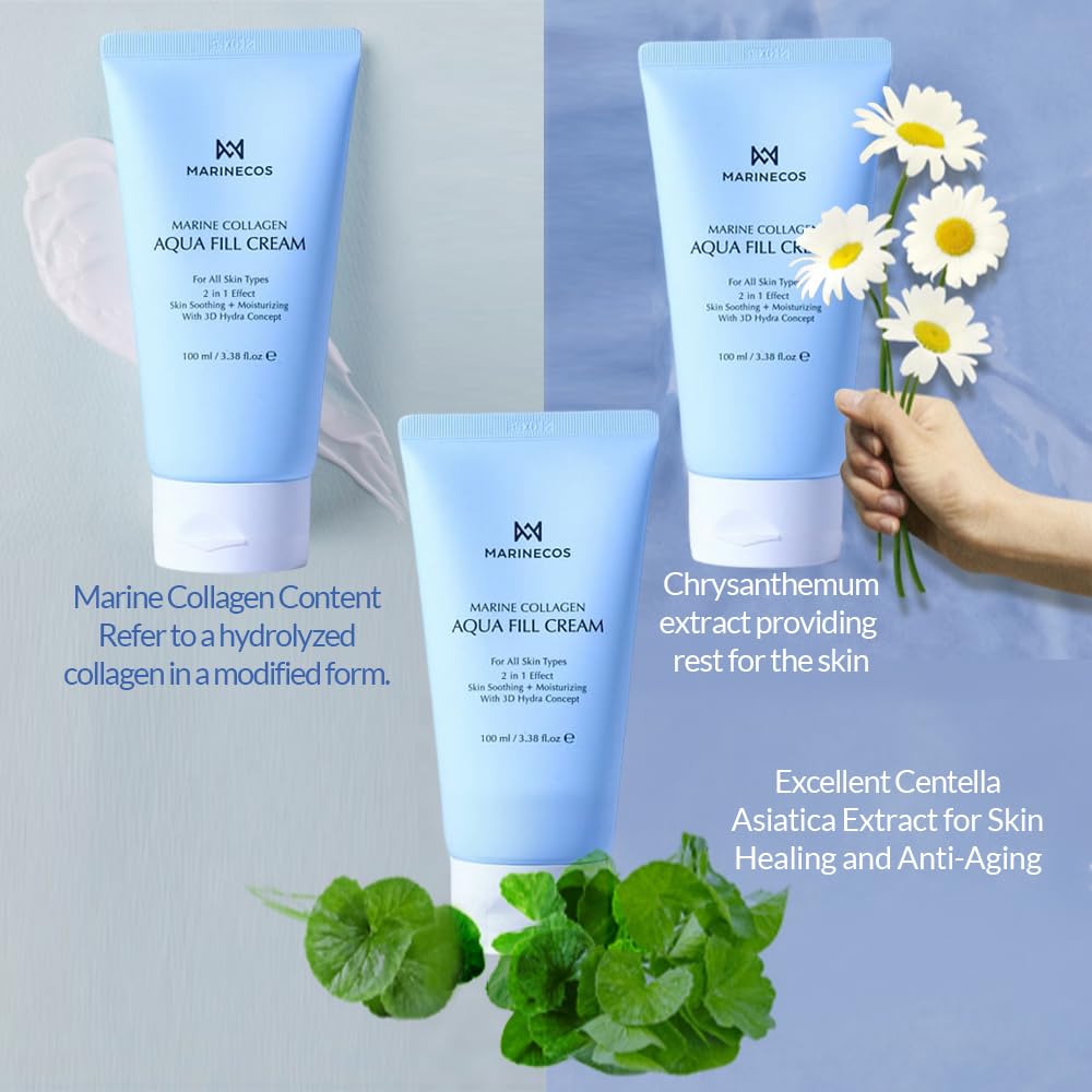 Marine Collagen Aqua Peel Cream - Deep Moisture Exfoliating Cream with Chamomile & Herbal Complex | 100ml for Radiant Smooth Skin