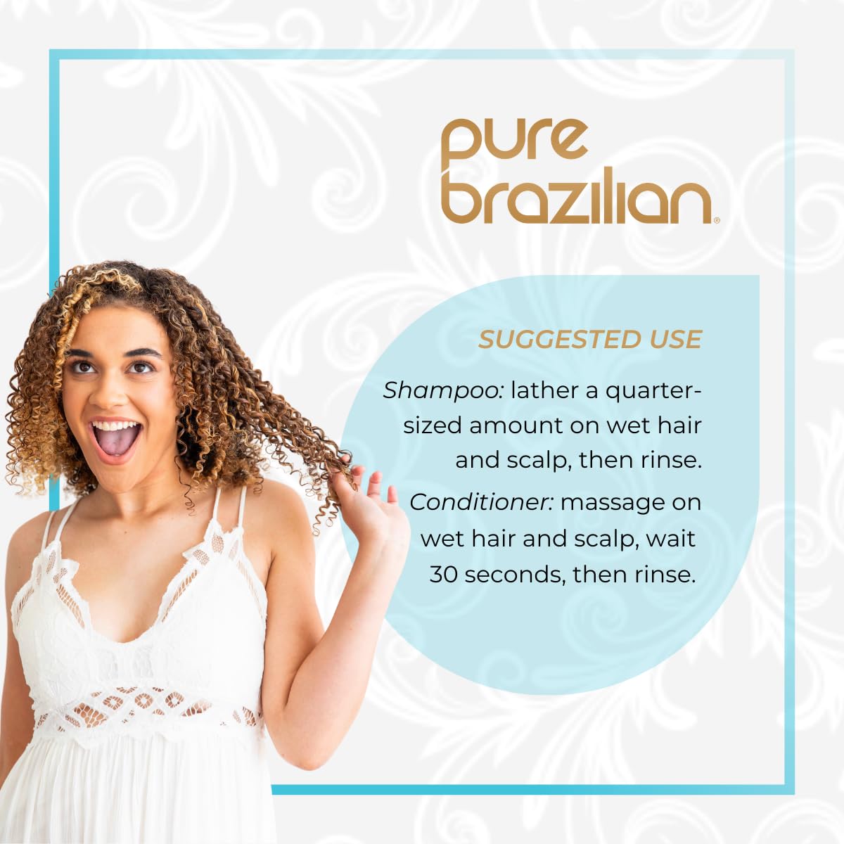 Pure Brazilian Anti-Frizz Shampoo & Conditioner Set - Salt-Free, Color Safe, Keratin & Argan Oil | 13.5 Ounce