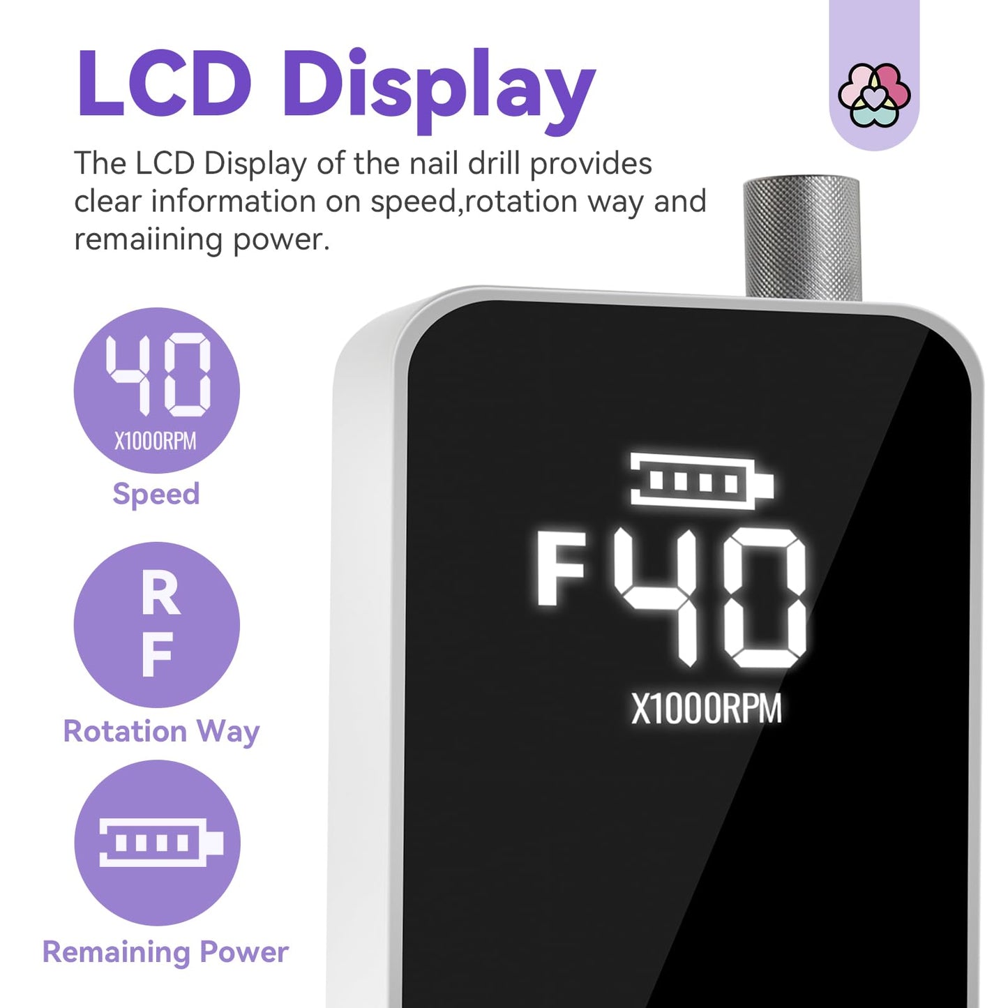 SAVILAND Plus Electric Nail Drill Professional: 40000 RPM High Speed Electric Nail File with Coreless Motor Rechargeable Nail Drill for 14 H Battery Life to Quick Acrylic Nails Gel Polishing Removing