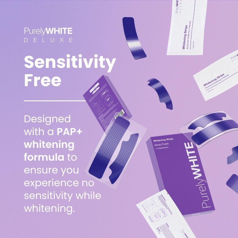 Purple Teeth Whitening Strips - Enamel Safe, Peroxide-Free, Deep Stain Removal | 28 Strips