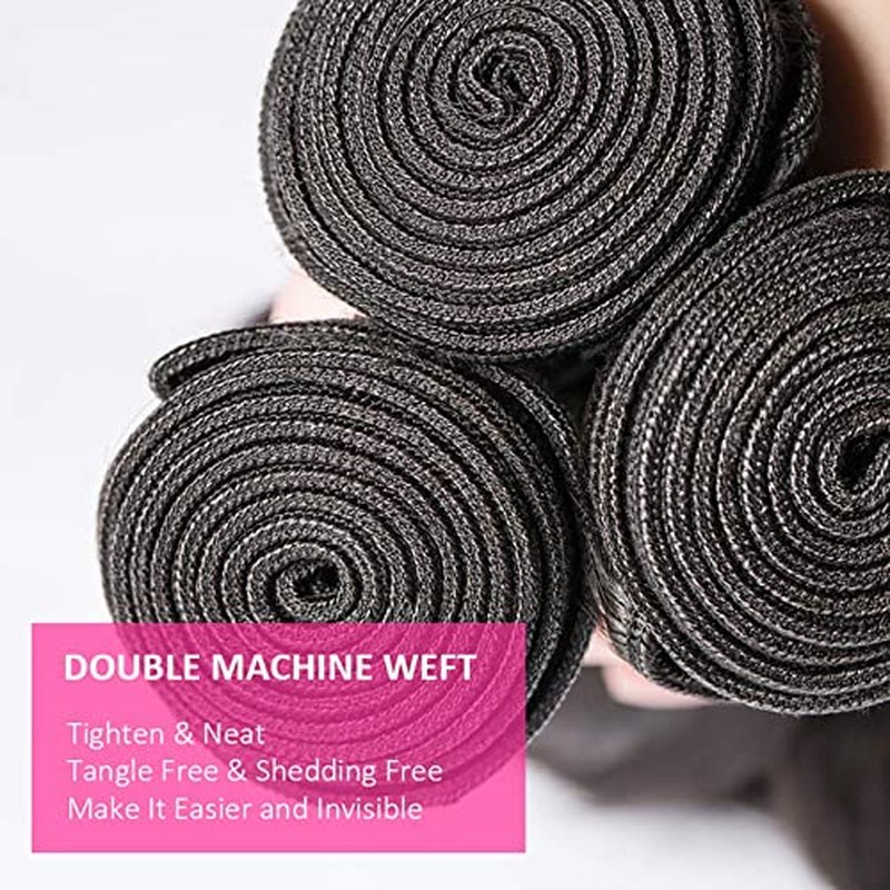 Body Wave Brazilian Virgin Bundles - Ocean Wave Natural Black 100% Unprocessed 3 Bundles (10 12 14 Inch) Weave Hair Extensions