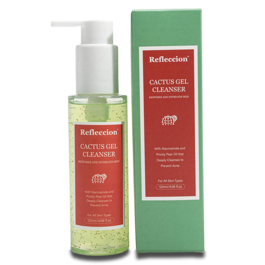Refleccion Cactus Gel Facial Cleanser-Deeply Hydrating and Nourishing For Sensitive Skin Types-With Hydrating Prickly Pear Oil & Niacinamide-Anti Aging Formula Fights Acne-Tightens Pores.