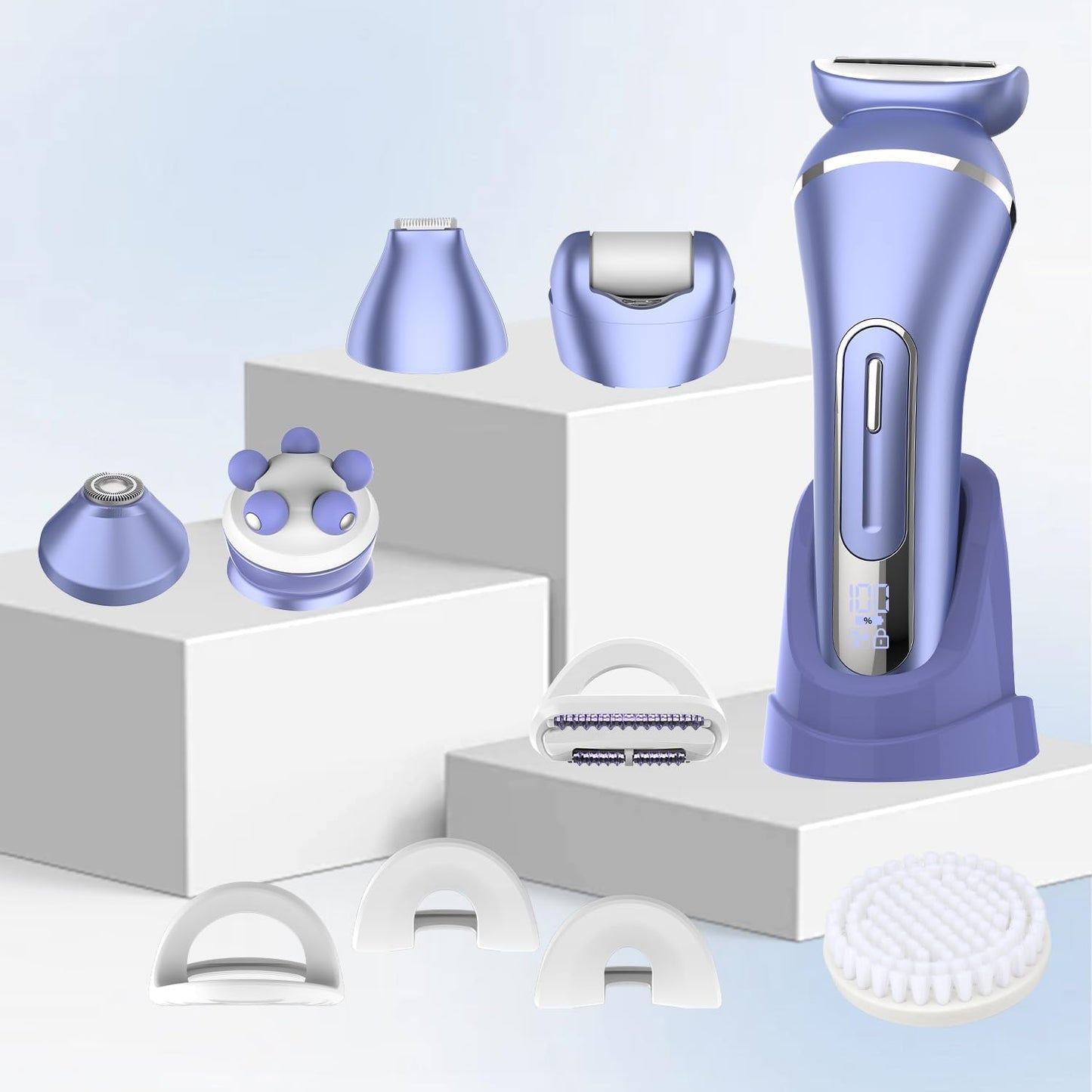 Electric Shavers for Women - 7 in 1 Hair Removal Kit with Epilator, Trimmer & Face Massager | Waterproof, Versatile Grooming Set