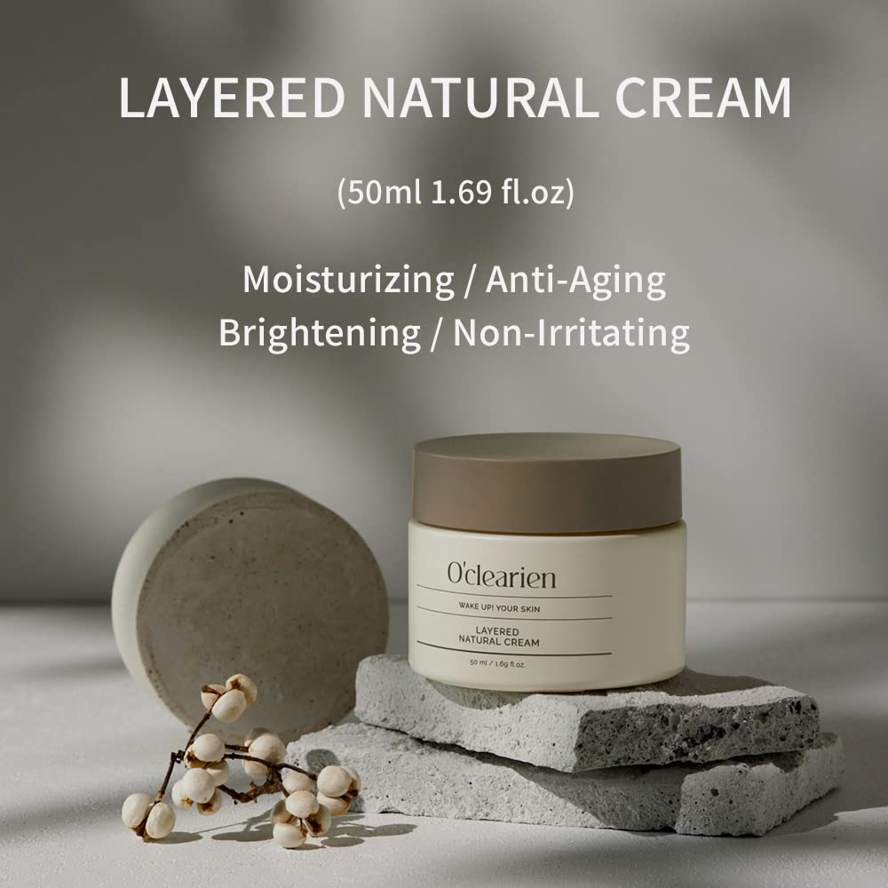 [O’CLEARIEN] Hydrating Face Cream for Sensitive Skin – Anti-Aging, Soothing & Nourishing Moisturizer with Hyaluronic Acid, Paraben Free, 1.69 fl.oz