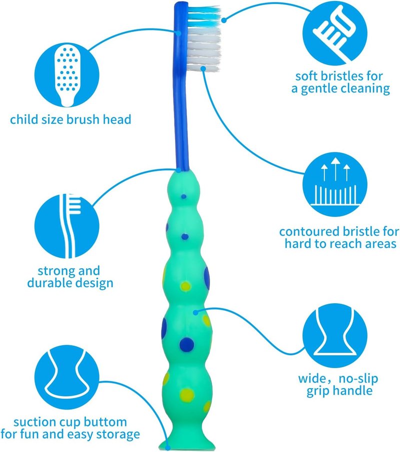 Toddler Toothbrush Pack - 36 Soft Bristle Animal Toothbrushes with Suction Cups | Ideal for Sensitive Teeth