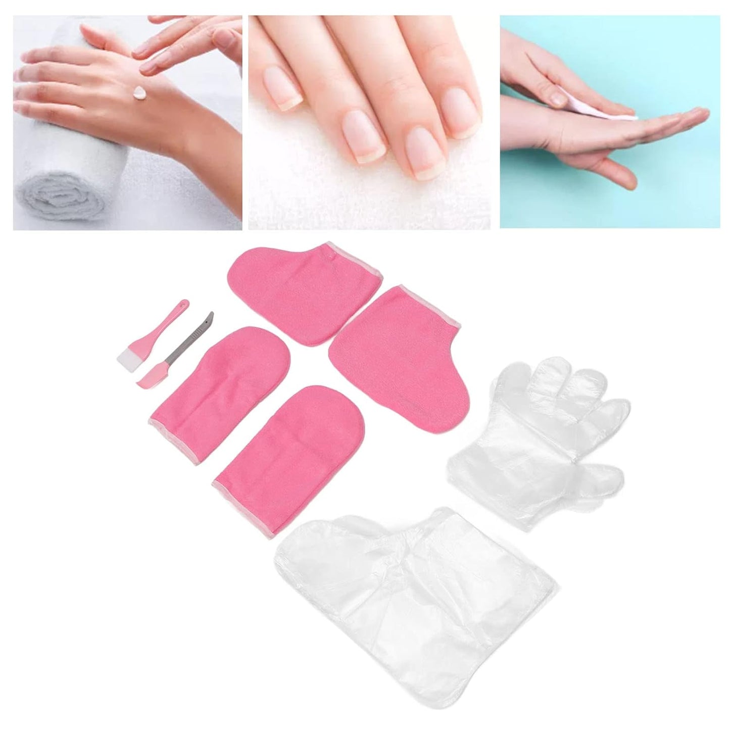 Paraffin Wax Hand & Foot Spa Care Set - Flannel Gloves, Socks, Brush & Shovel