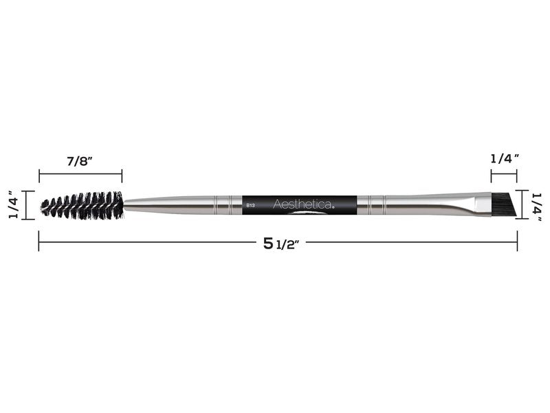 Aesthetica Pro Series Double Ended Eyebrow Brush & Spoolie - Angled Brow Brush for Precision Application & Blending of Eye Brow Powders, Waxes & Gels - Vegan & Cruelty Free