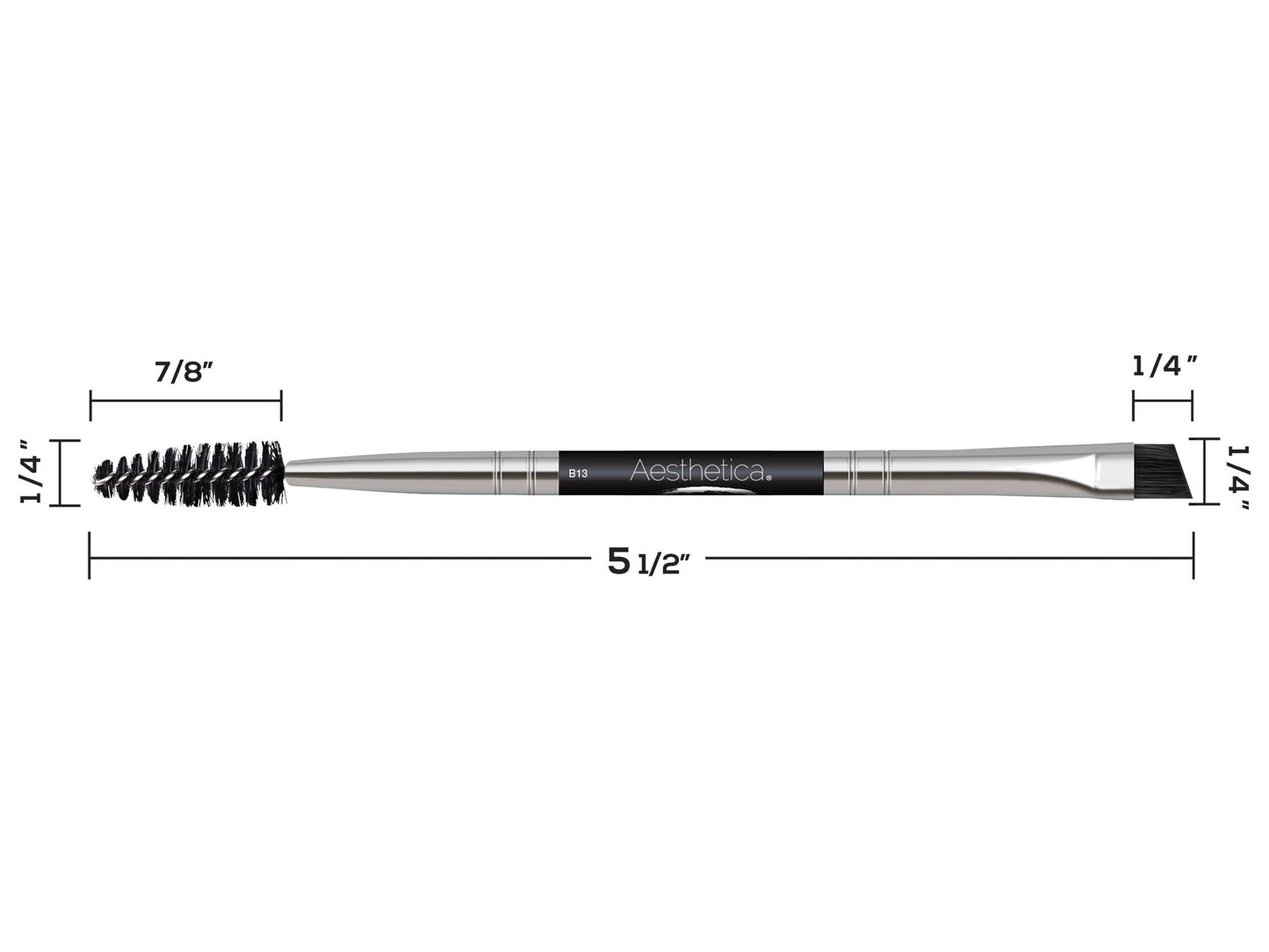 Aesthetica Pro Series Double Ended Eyebrow Brush & Spoolie - Angled Brow Brush for Precision Application & Blending of Eye Brow Powders, Waxes & Gels - Vegan & Cruelty Free