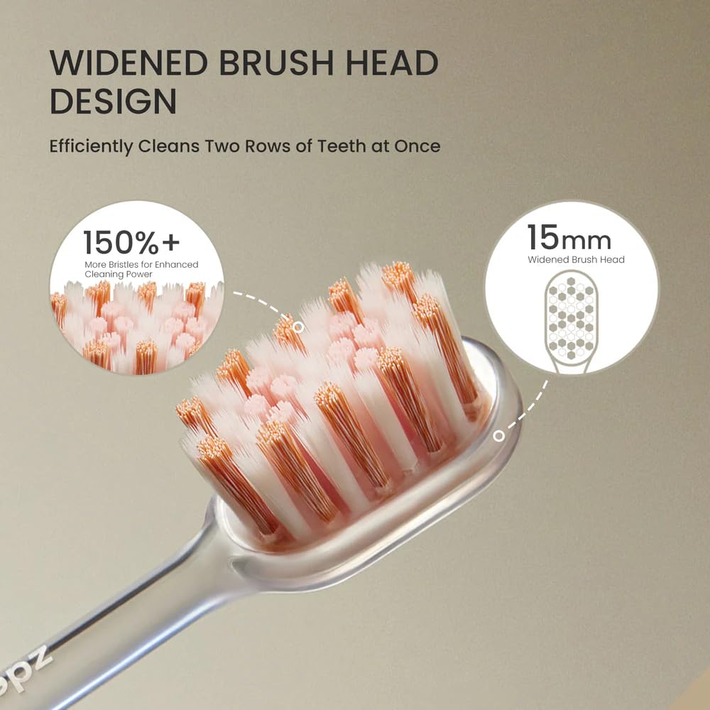 ZDEER Pro Manual Toothbrush for Adults with Sensitive Gums, Upgraded Full Metal Handle, Premium Durable Texture, 3 Multi-Function Replaceable Heads, Eco-Friendly Reusable Portable Travel Design