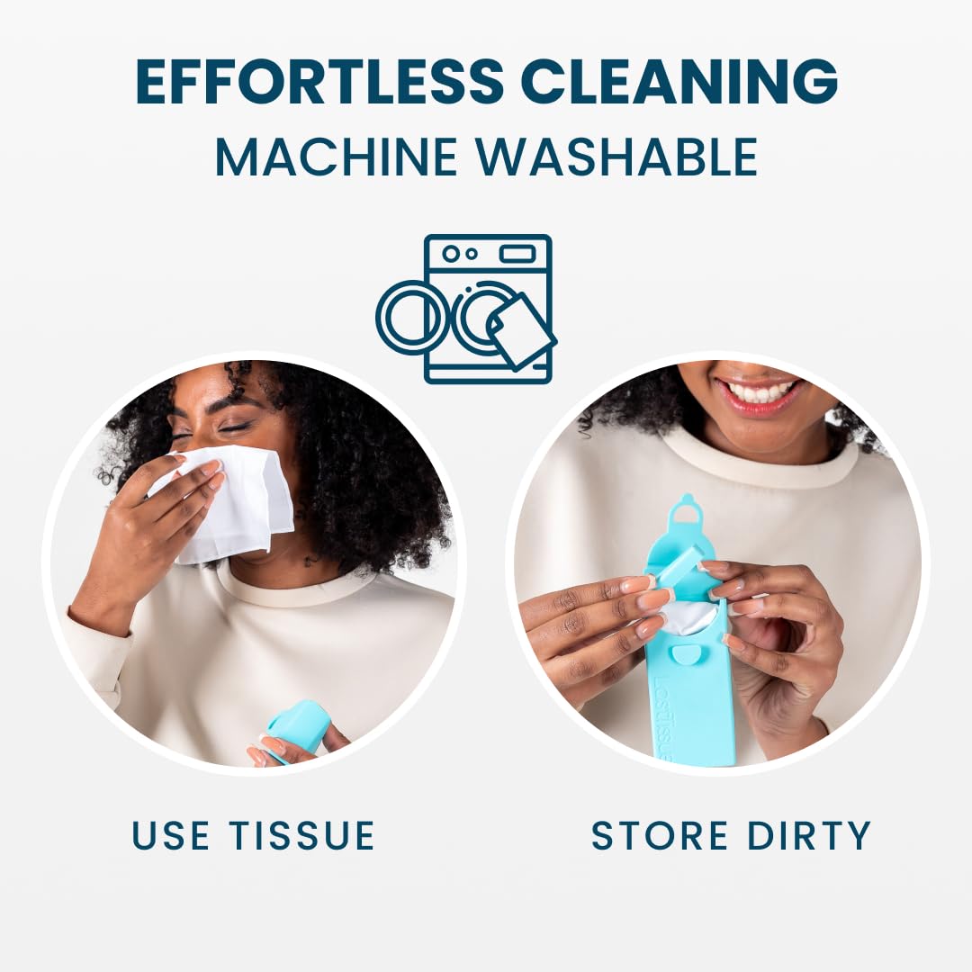 LastTissue® Reusable Cotton Tissue Pack | Face Towels & Handkerchiefs for Men & Women – Washable, Sustainable Facial Tissue with Storage Case - Peach