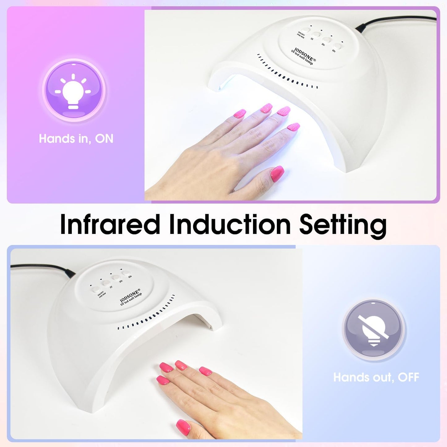 JODSONE UV LED Nail Lamp - 30 Light Beads Gel Polish Dryer | Automatic Sensor, 3 Timer Settings