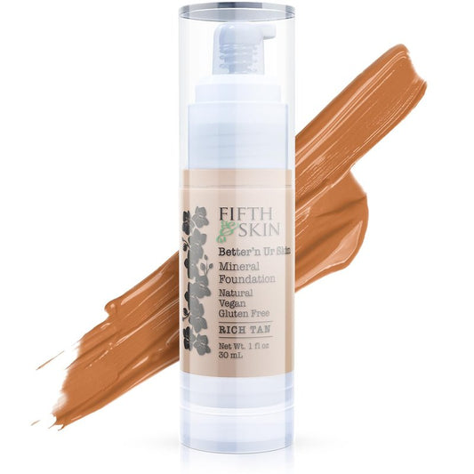 Fifth & Skin: Better’n Ur Skin Liquid Foundation (MEDIUM TAN) - Natural, Organic, Vegan, Cruelty-Free - Gluten-Free Beauty with Buildable Coverage and Palm-Free Luxury - 1 oz
