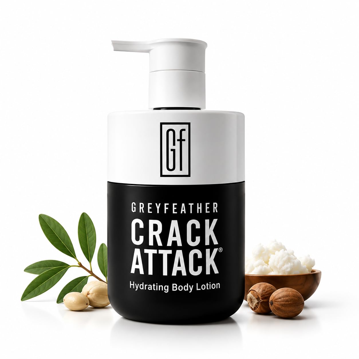 Greyfeather Crack Attack Hydrating Body Lotion for Dry Cracked Skin – Fast Absorbing, Mint Scented, Non-Greasy Moisturizer with Aloe, Shea Butter – Heals Hands, Feet, Elbows, Full Body Repair