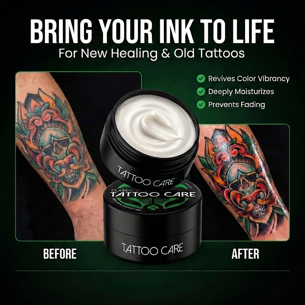 TATTOO CARE Makra Classic – Unscented Aftercare Ointment - for New & Older Tattoos – Deeply Moisturizes and Refreshes – Enhances Colors, Prevents Ink Fading -1.23 Oz (Pack of 3)