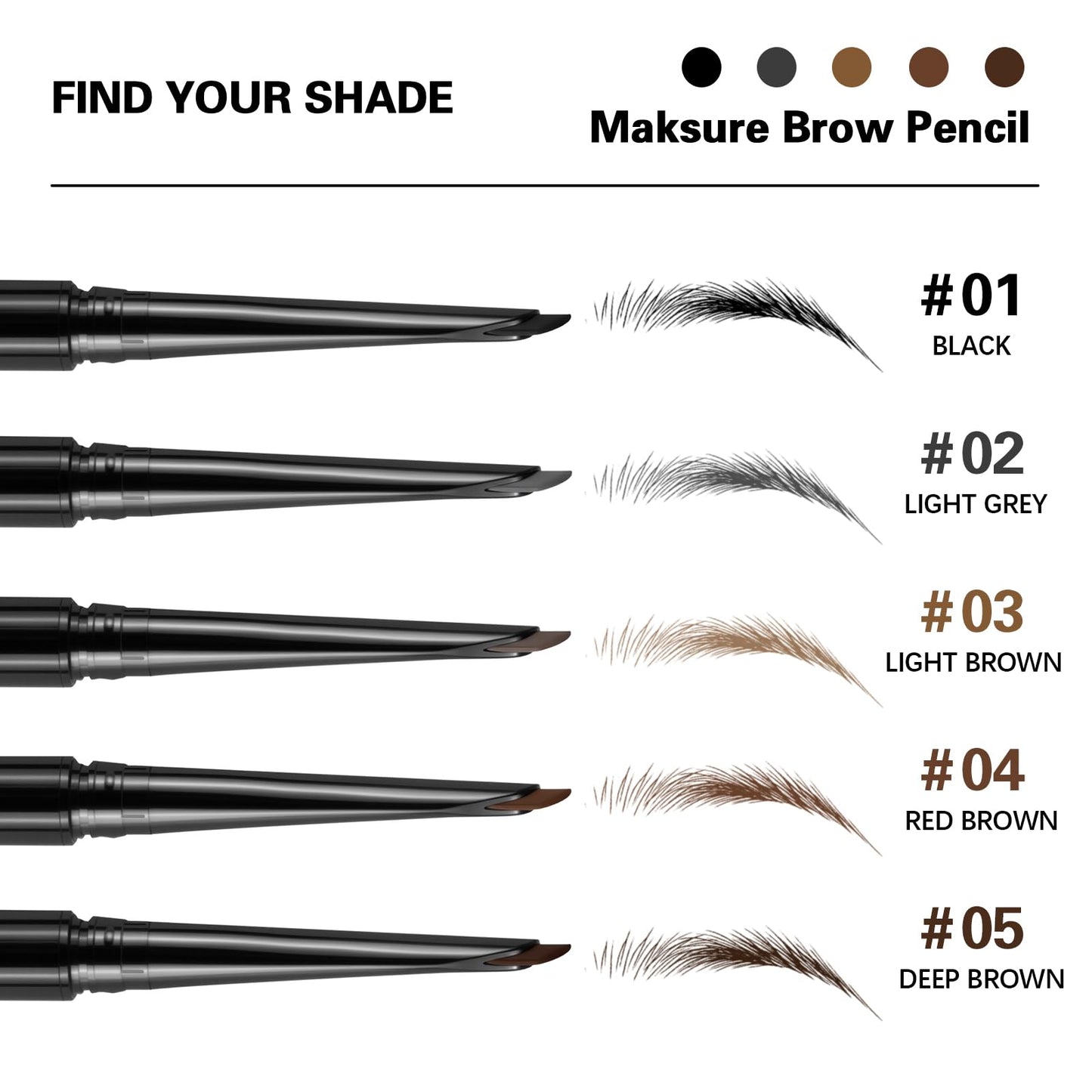 Maksure Microblading Eyebrow Pencil,Eyebrow Retractable Definer Pencil,Angled Precision Tip,0.1MM Ultra Slim Eyebrow Makeup,Long-Lasting Waterproof,Smudgeproof