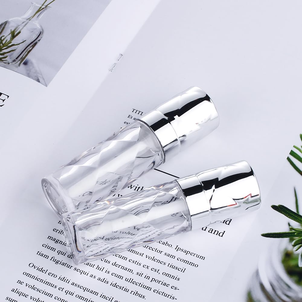 COSIDEA 16pcs Round 5ml 0.17oz silver Empty lip gloss tubes with wand prismatic Lipgloss tube containers for lip oil packing
