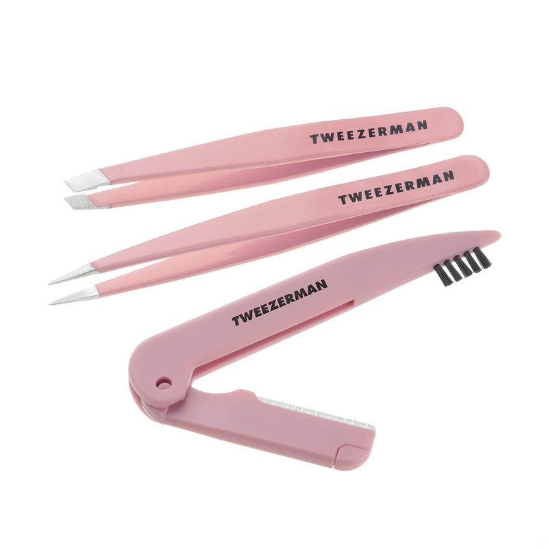 Tweezerman Brow Sculpting Set - Exclusive Tea Rose Tweezers & Brush