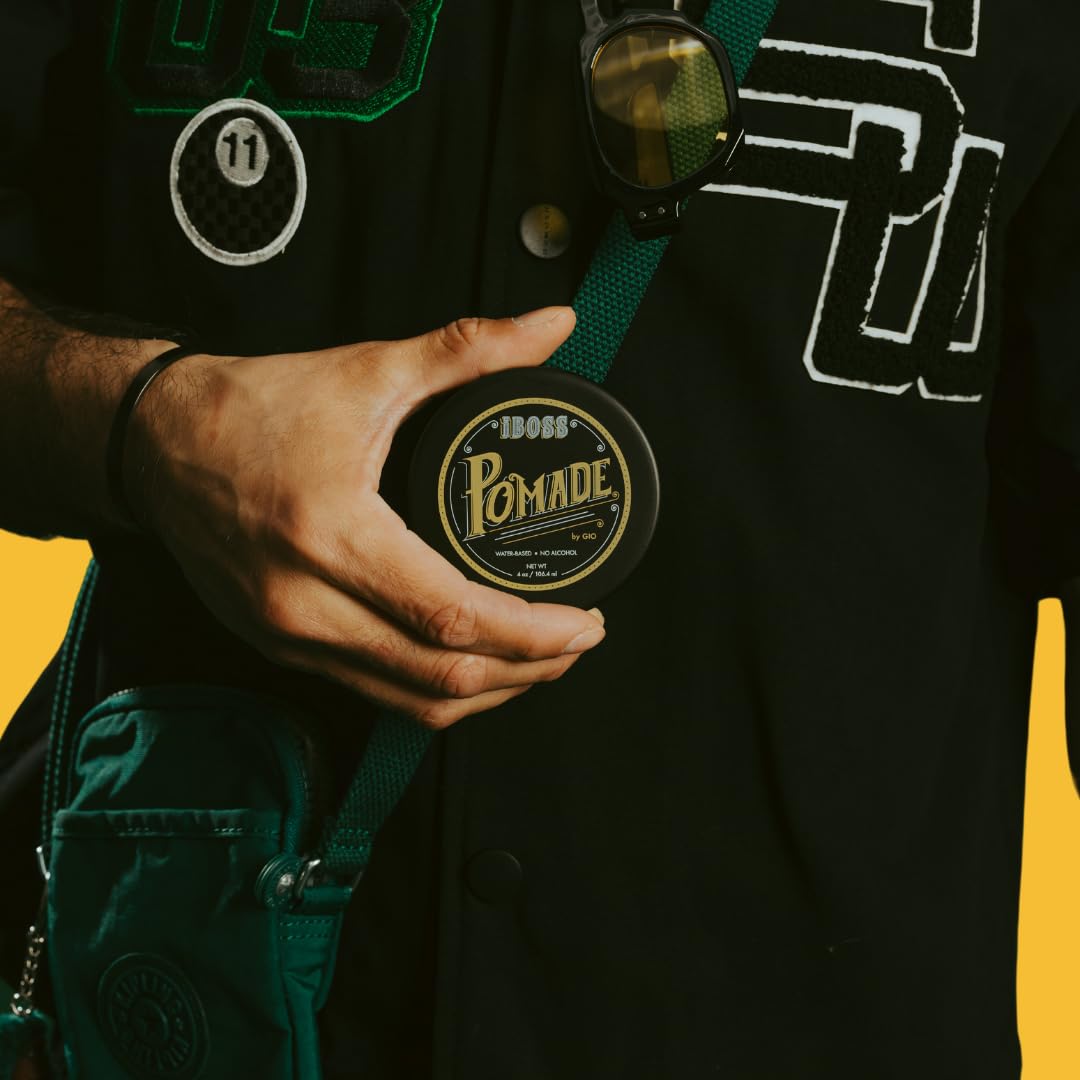 Rev320 iBOSS Water-Based Pomade for Men Strong Hold & Slick Shine, Free of Alcohol, Sulfates, & Parabens, 3.6 oz, Vegan & Cruelty-Free Hair Pomade Men