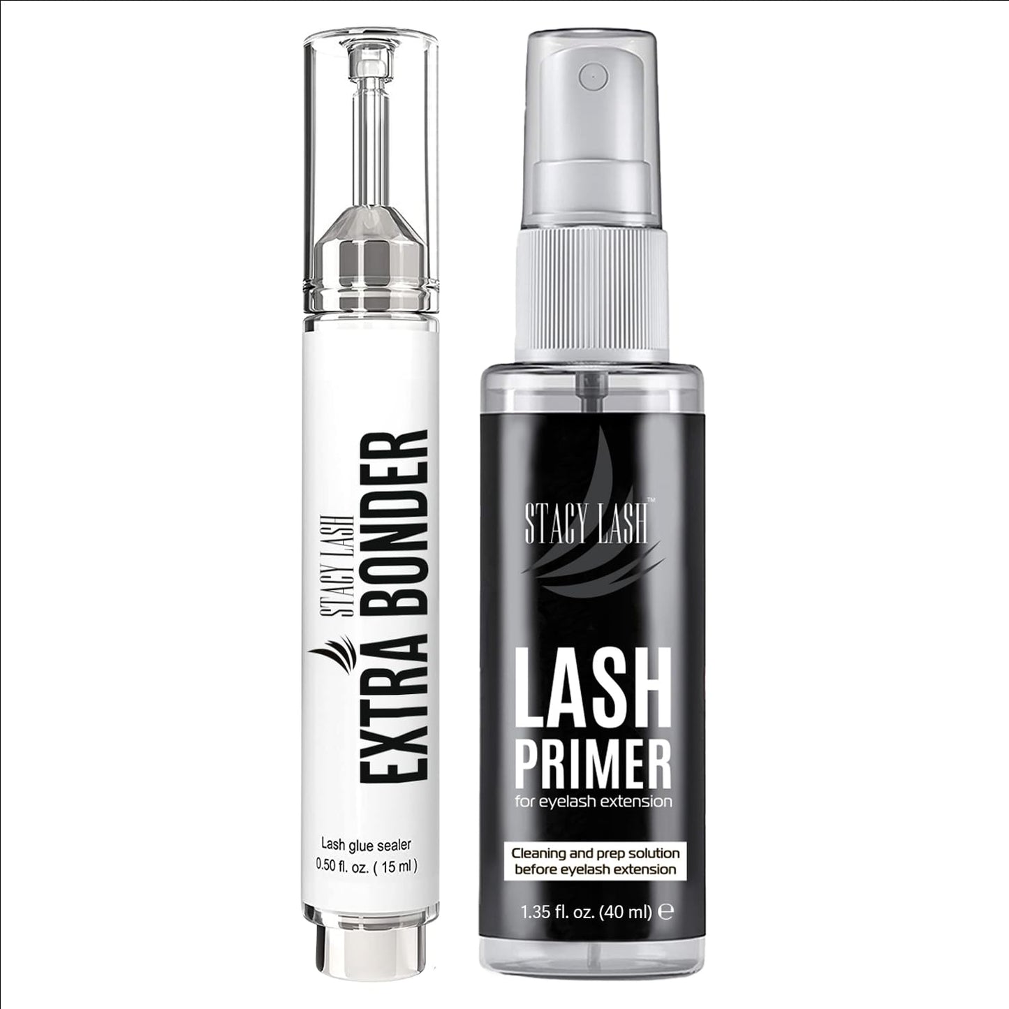 Extra Bonder for Lash Extensions 15ml + Eyelash Extension Primer - Stacy Lash/Eyelash Extension Sealer/Reduces Lash Extension Glue Fumes/Protein Oil Remover/Eyelash Extension Cleanser Spray 40