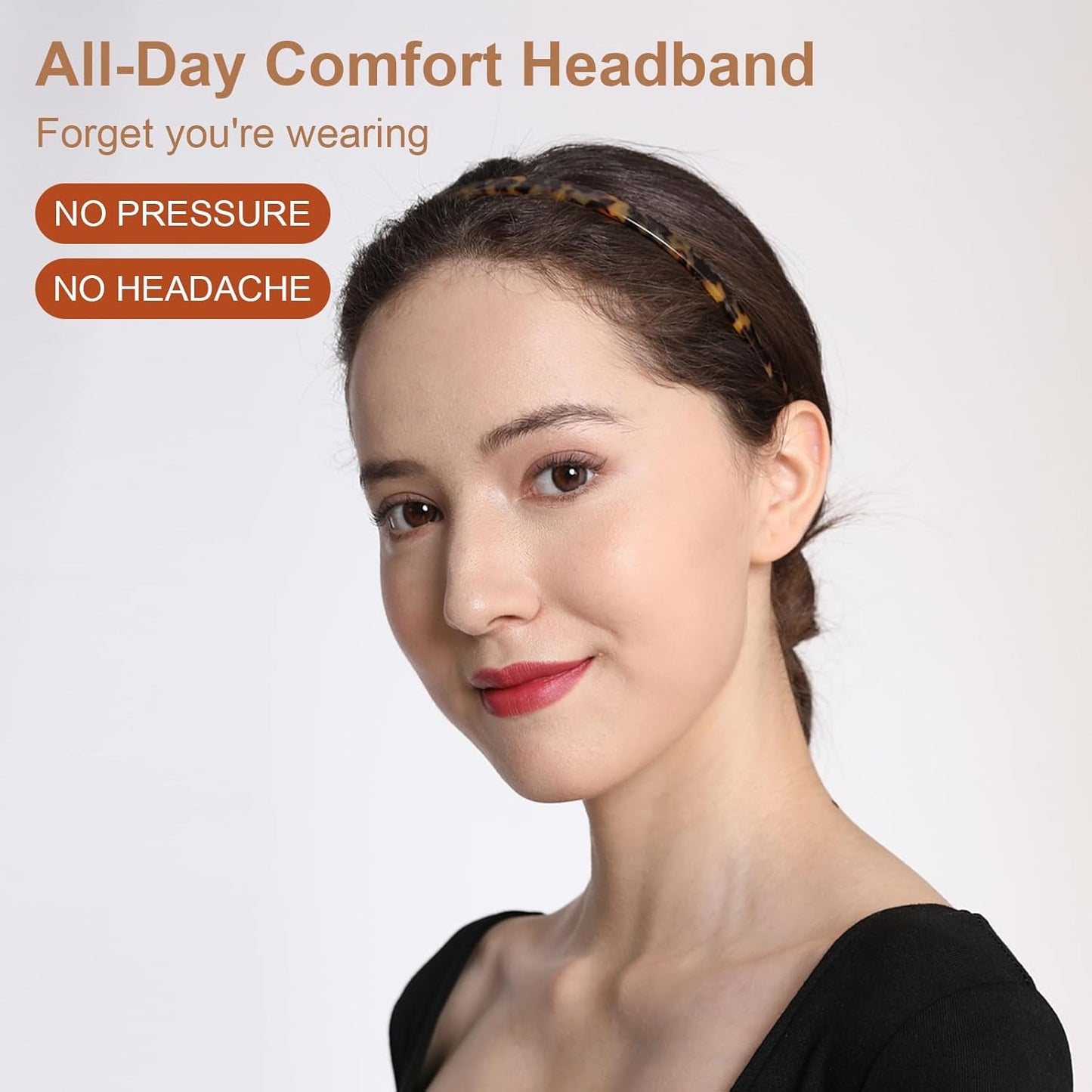 Tortoise Headbands for Eyewear - Flexible No Pressure Thin Acetate Hairband | Fashion Accessories for Women & Girls