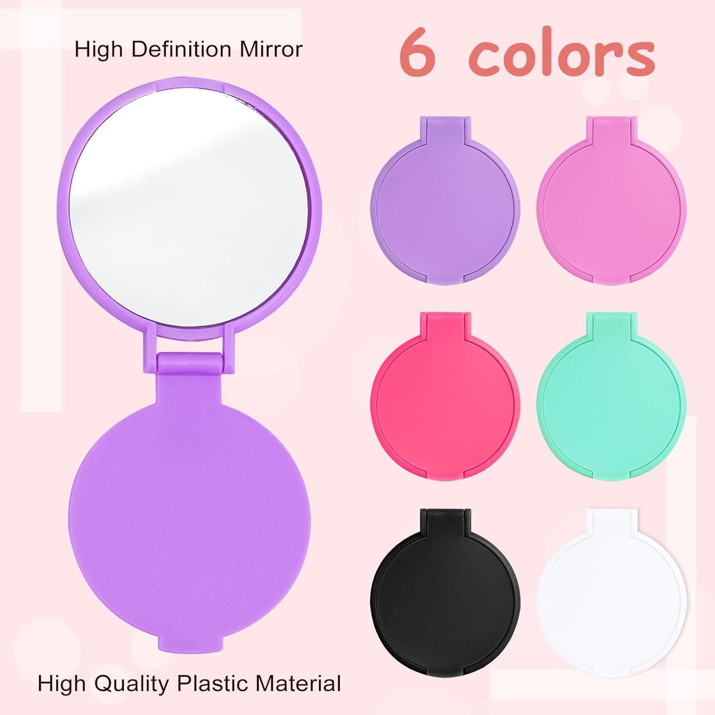 Compact Pocket Mirror Set - Mini Folding Mirrors in 6 Colors | Perfect for Travel, Gifts, and Business Trips (120-Pack)
