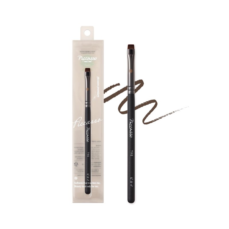 Piccasso 798 Flat Eyeliner Brush – Professional Thin Angled Brush for Gel and Liquid Eyeliner, Soft Bristles for Tightlining and Lash Line, Eye Makeup and Facial Brush from K-Beauty Brand