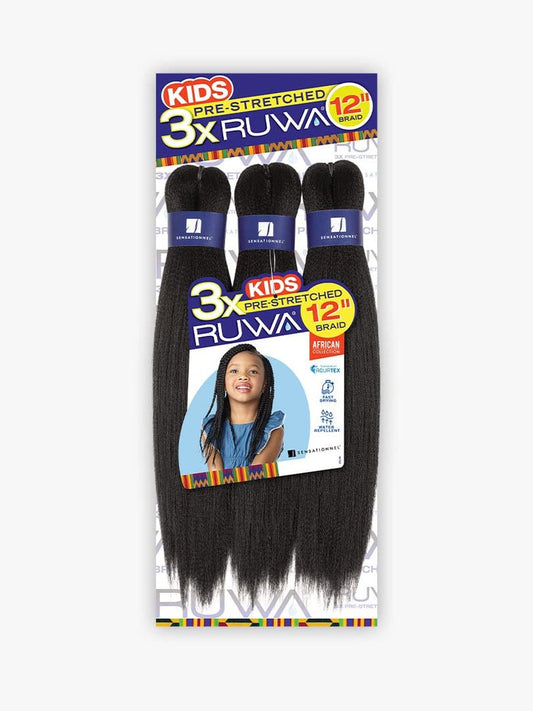 Sensationnel 3X RUWA PRE-STRETCHED KIDS BRAID 12″ (5-PACK, 1B)
