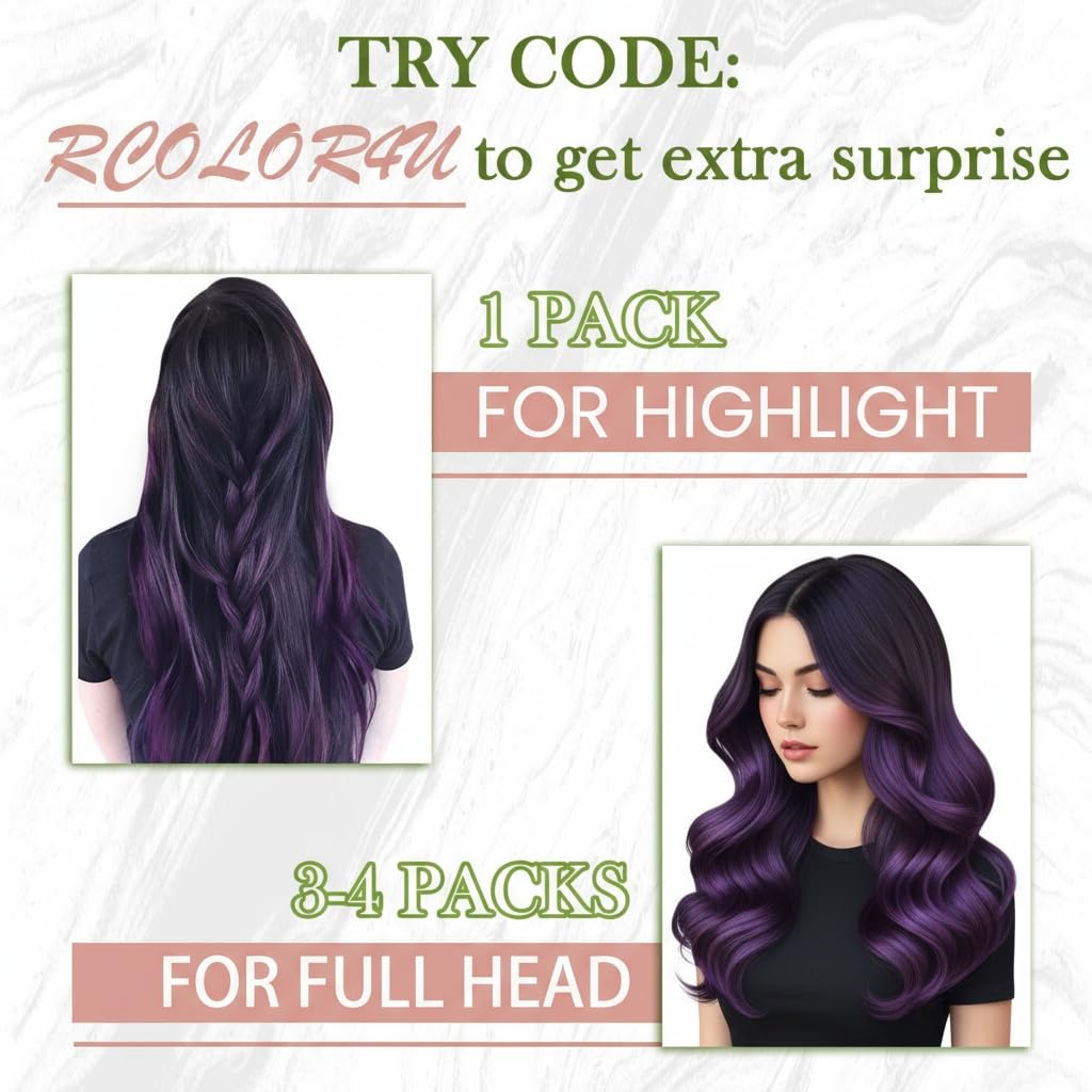 RUNATURE Tape in Hair Extensions Human Hair 18 Inch Purple Tape in Hair Extensions Purple Human Hair Tape ins Purple Hair Extensions Tape in Extensions Purple Extensions Hair for Highlight 25g 10pcs