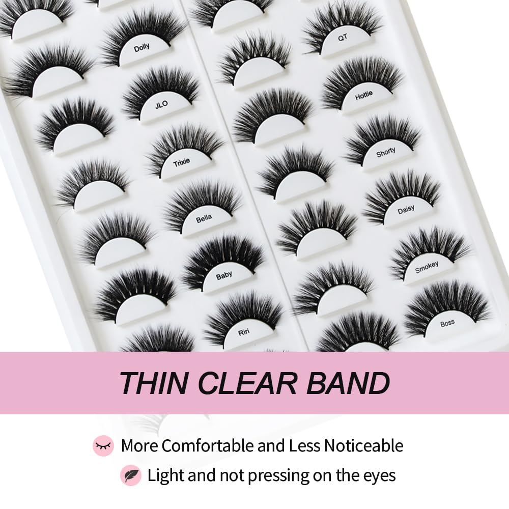AKARA False Eyelashes Natural Look Faux Mink Eye Lashes,Cat Eye 16 Pairs 16 Mixed Styles Fake Eyelashes Pack,Wispy Soft Reusable Fluffy Beauty Lash Wholesale