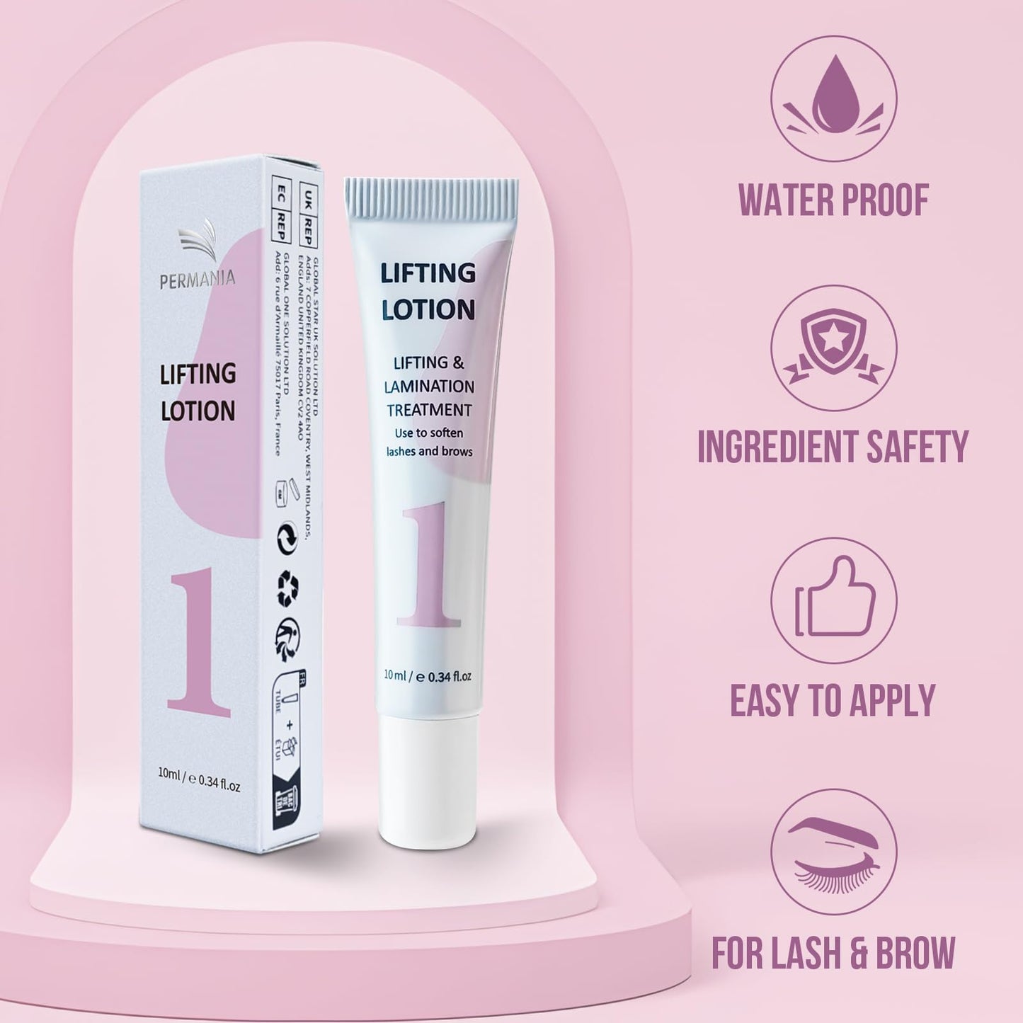 PERMANIA Lifting and Setting Lotion, 10 ml Tube Design Salon Grade for Korean Lash Lift and Brow Lamination Beauty Treatments (only lifting and setting lotion)