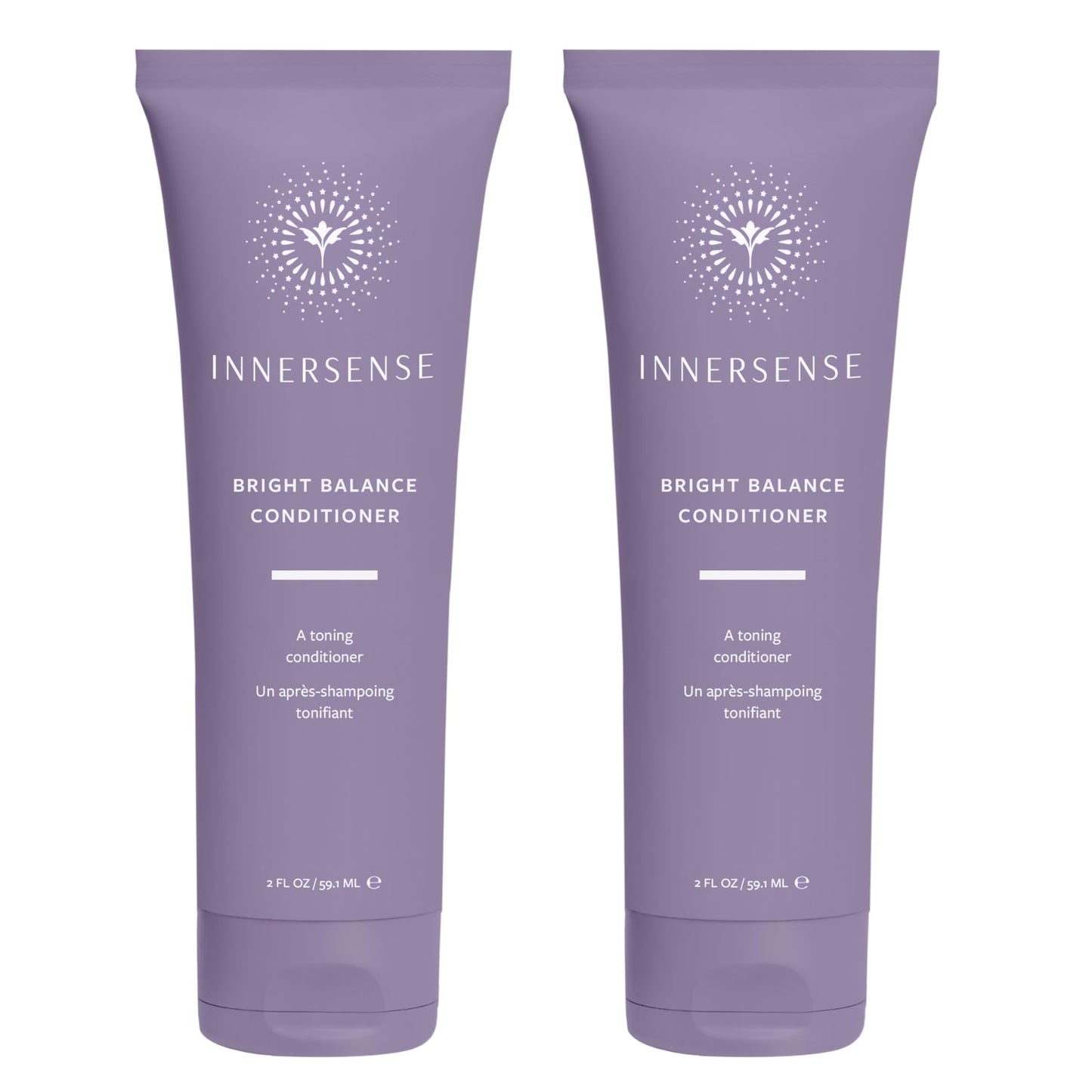 INNERSENSE Organic Beauty - Natural Bright Balance Purple Toning Conditioner | Toning, Hydrating, For Lightened or Gray Hair | Non-Toxic, Cruelty-Free Haircare (2 Pack - 2 fl oz | 59.1 mL each)
