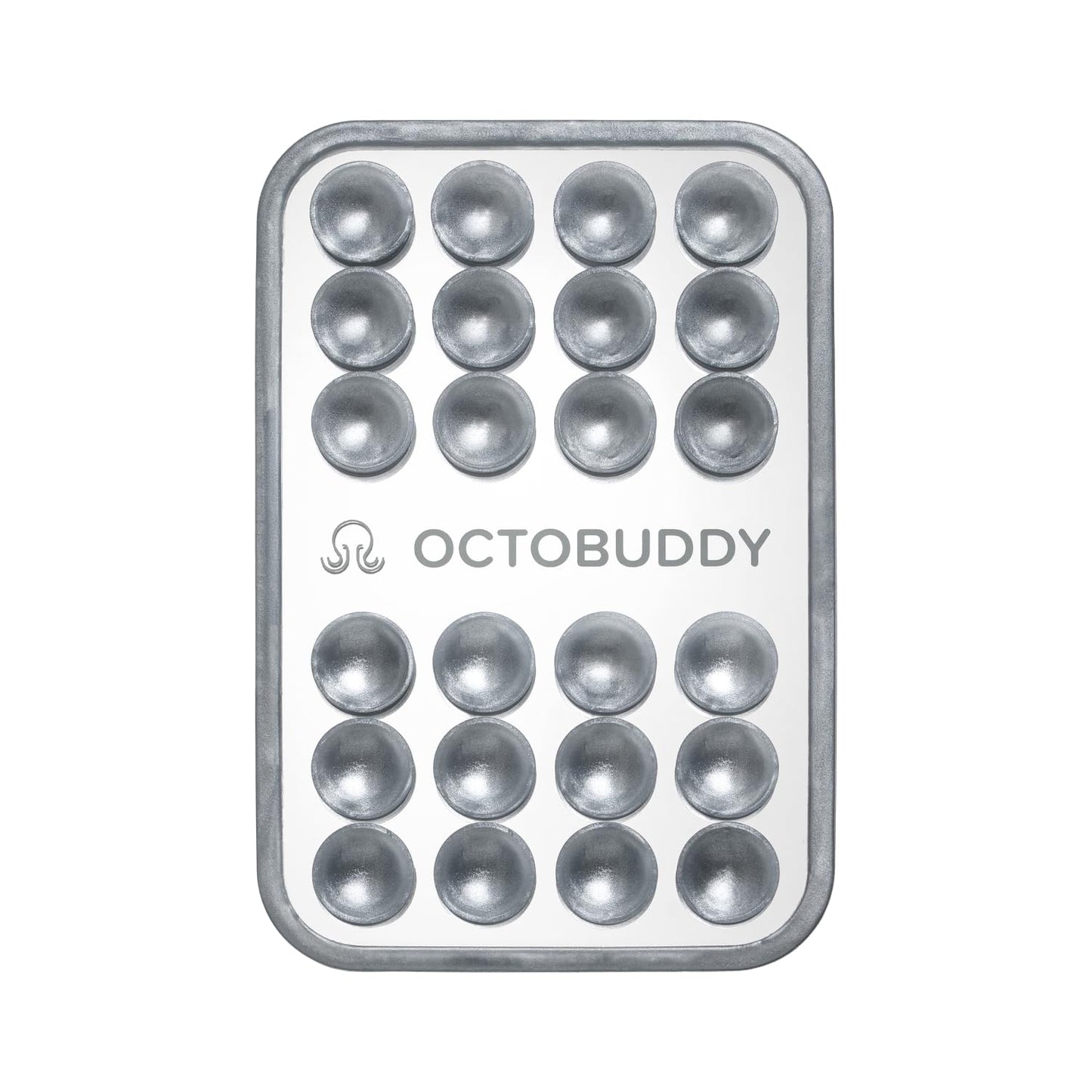 OCTOBUDDY Mirror – Amazon-Exclusive Suction Cup Phone Mount with Built-in Mirror – Silver Swirl Hands-Free Grip for Videos & Selfies (2.6″ x 3.9″)