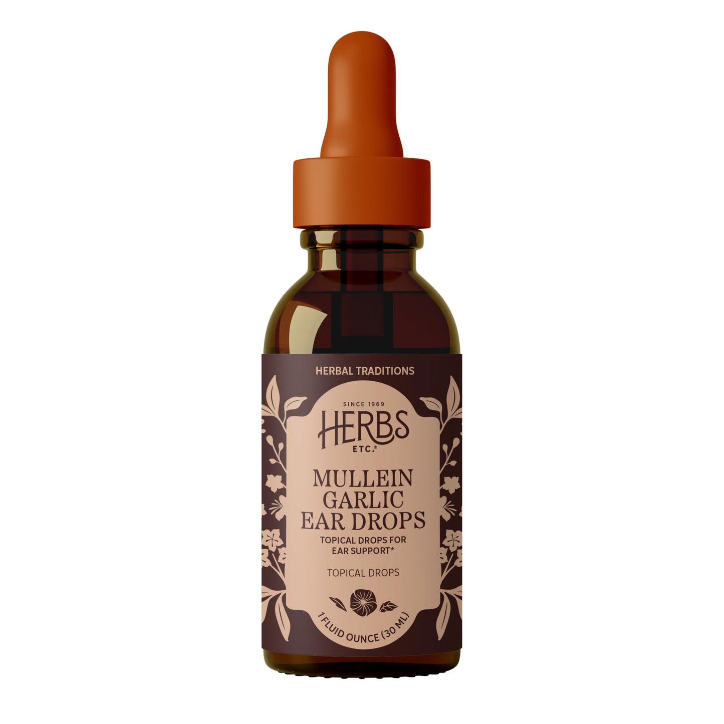 Herbs Etc. Mullein Garlic Ear Drops - Comfort Blend to Soothe Ear Irritation - Fast-Acting Drops - Garlic & Mullein - Gluten-Free, Organic & Vegan - 1 fl oz