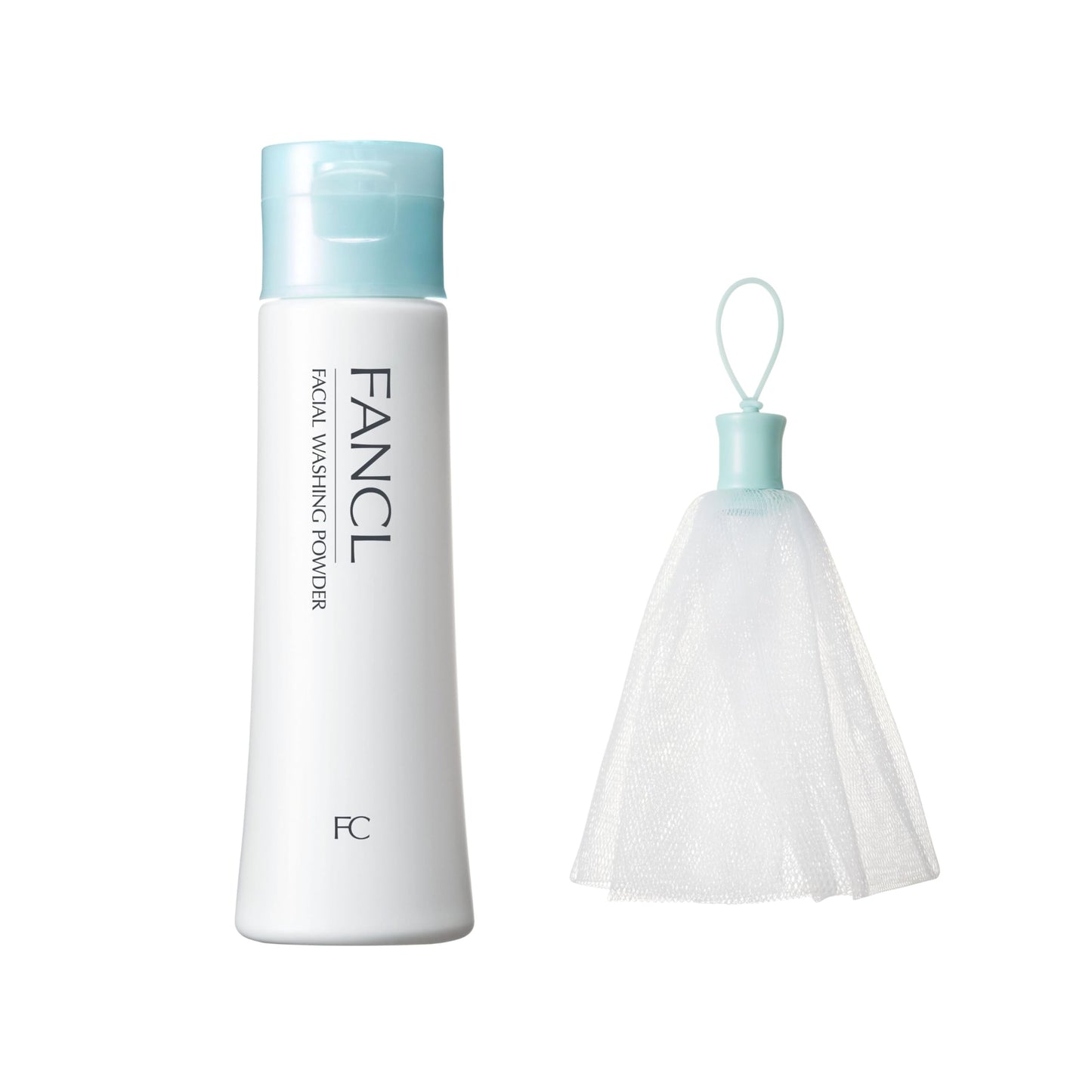 FANCL Facial Cleansing Powder & Foaming Net Set – Japanese Powder-to-Foam Cleanser with Agar & Rice Starch, Creates Rich Lather, Preservative-Free, Gentle Pore-Cleansing Starter Kit