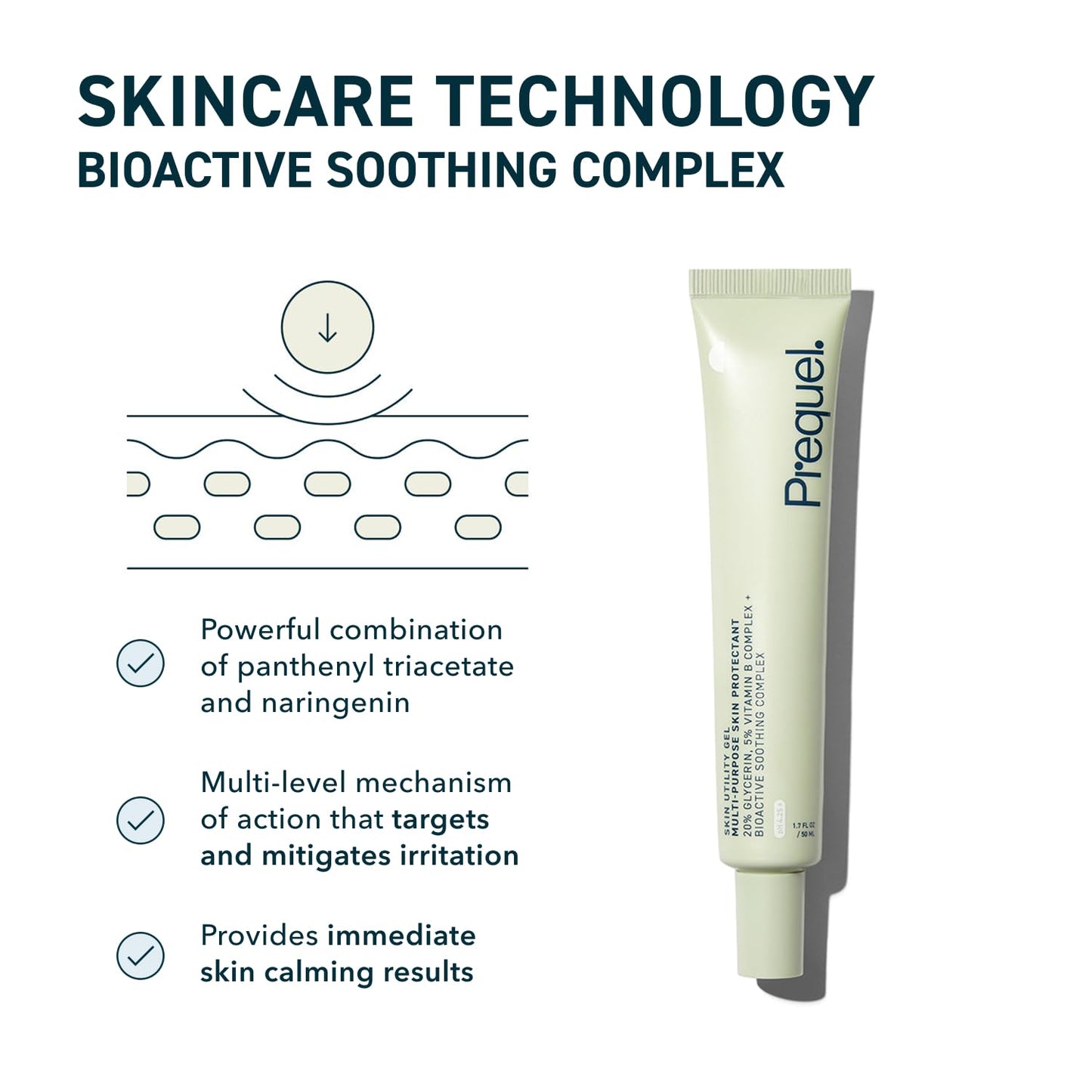 Prequel Skin Utility Gel, Moisturizing Protectant. Lightweight Multi-Purpose Face and Body Cream for Dry Skin, Hand Cream for Cracked Hands. Soothing Barrier Support with 20% Glycerin