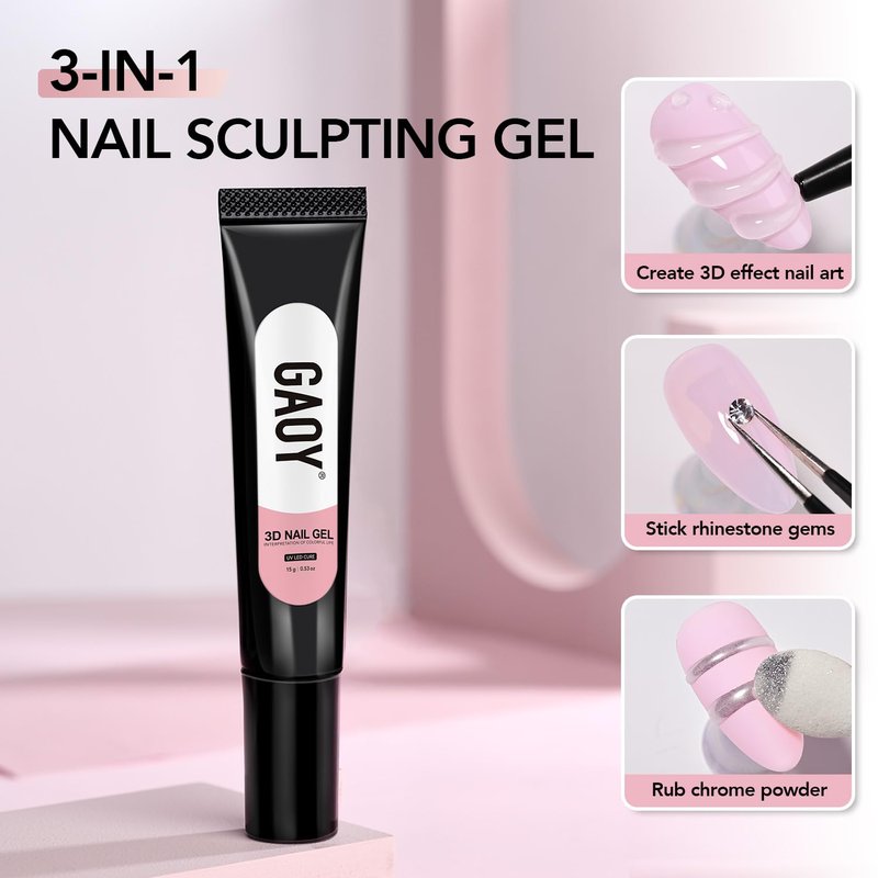 3D Nail Gel - Clear Sculpting Gel for Nail Art, Carving & Molding | 2 Pcs Set