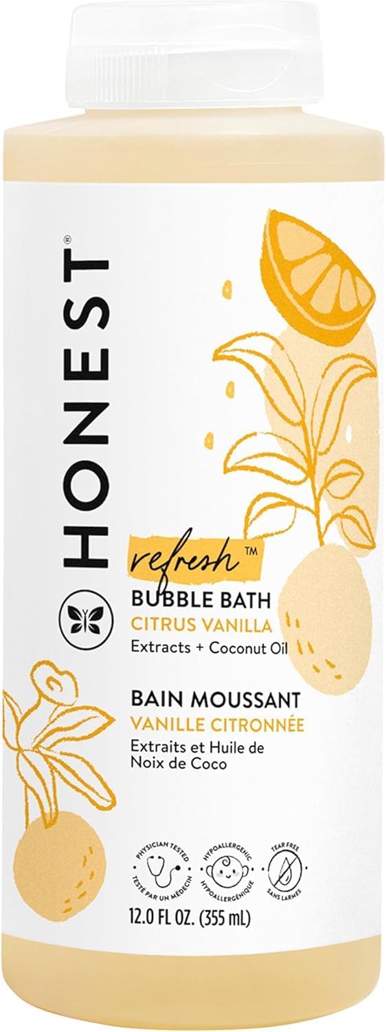 Honest Company Foaming Bubble Bath - Naturally Derived, Tear-Free, Hypoallergenic | Citrus Vanilla, 12 fl oz