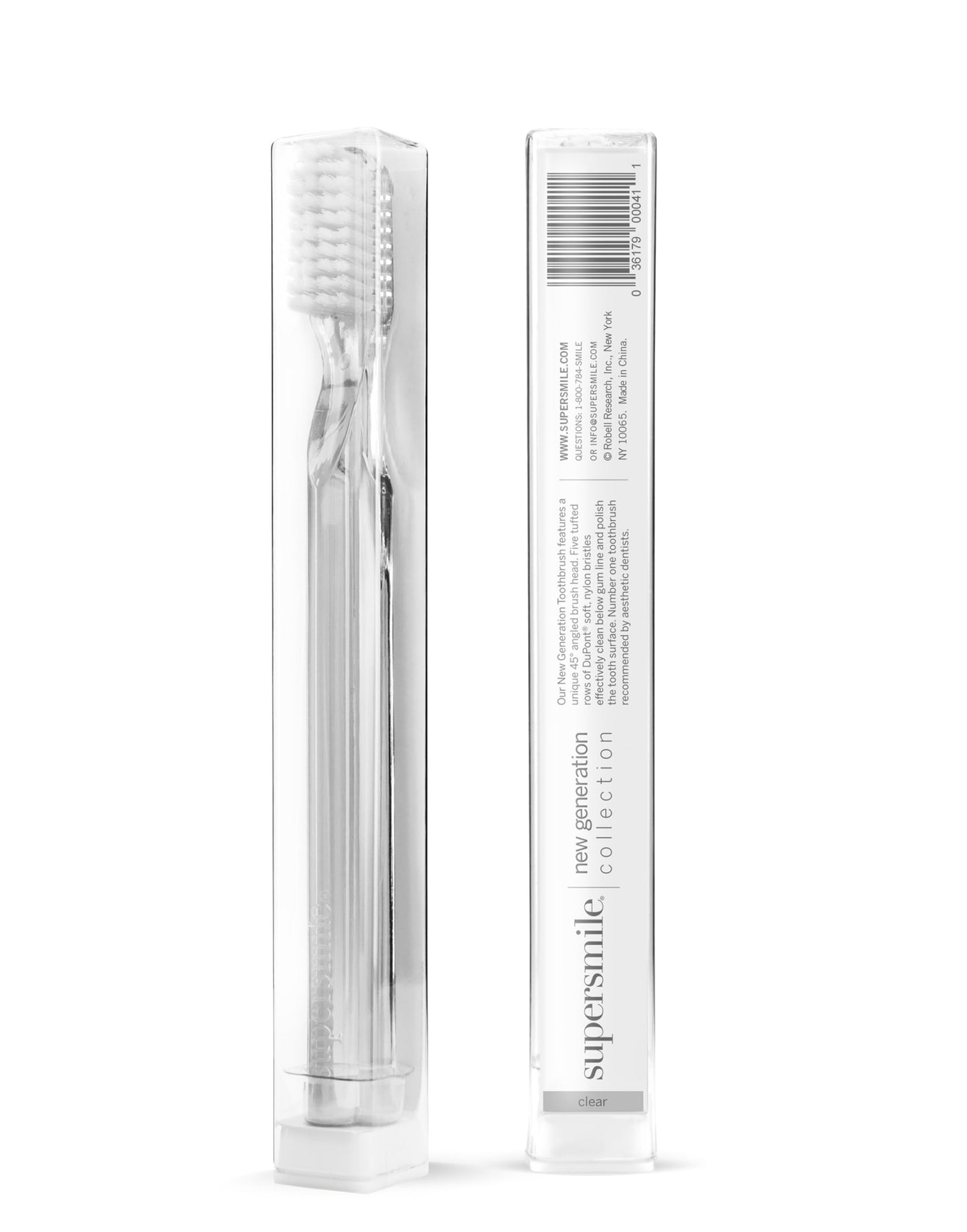 Supersmile New Generation Toothbrush, Clear, 2 Pack Toothbrush, Patented 45° Angled Soft Bristle Toothbrush with DuPont® Bristles, Ergonomic Handle, Safe for Veneers