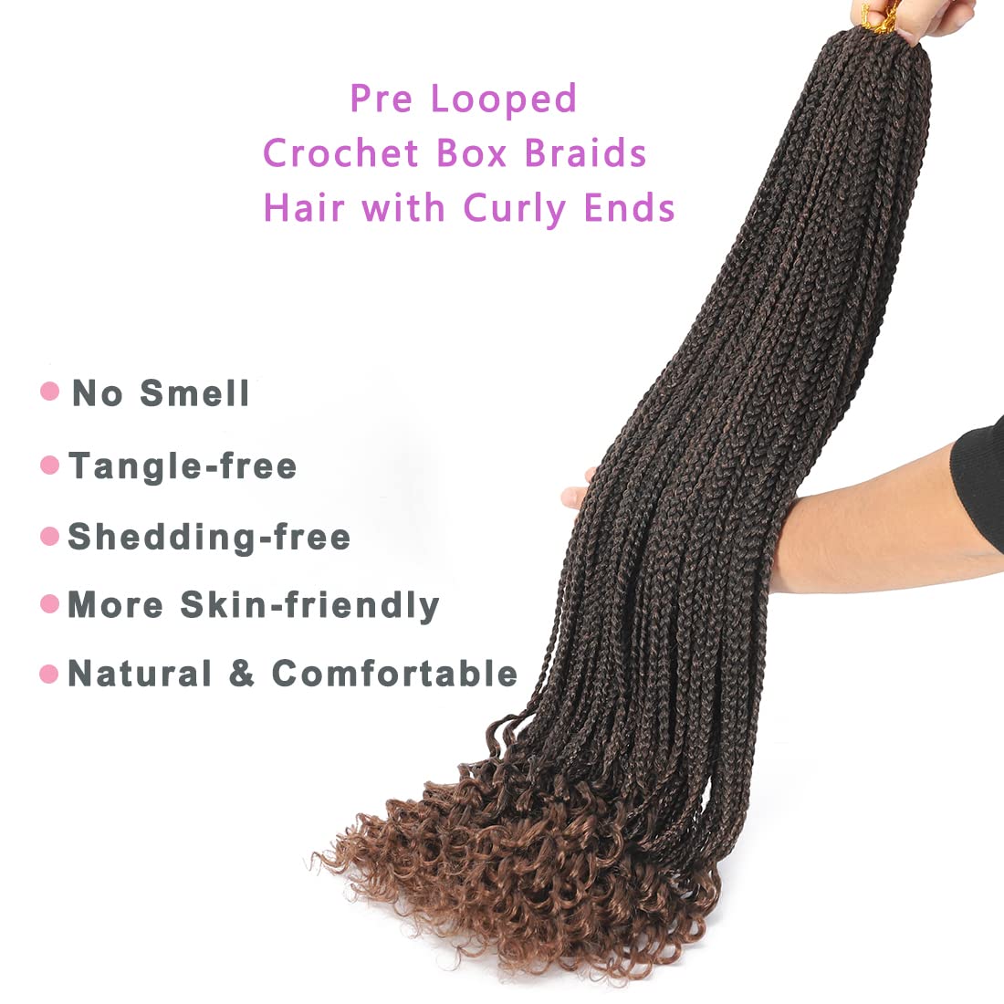 144 Strands Goddess Crochet Box Braids with Curly Ends 24 Inch Pre Looped Box Braids Crochet Hair 8 Packs Curly Crochet Braids for Black Women