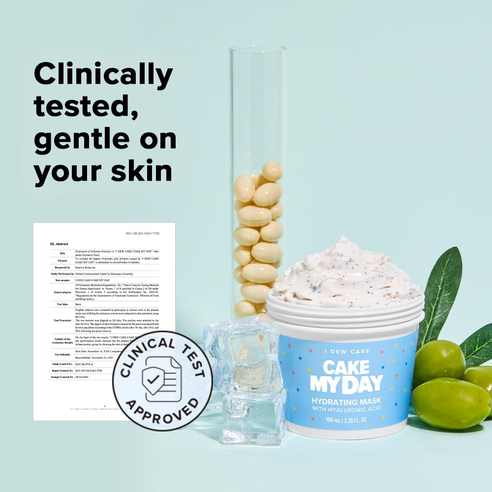 I DEW CARE Wash Off Face Mask - Cake My Day | With Hyaluronic Acid, Self Skin Care, Facial Treatment, Vegan, Cruelty-Free, Paraben-Free, Exfoliating, Deep Cleansing Detox, Stocking Stuffers, 3.38 Oz