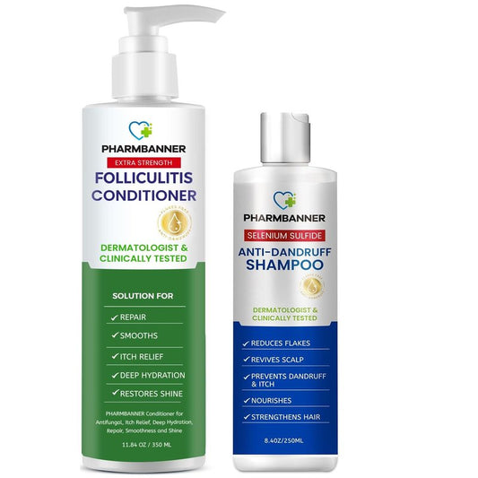 PHARMBANNER Anti-Dandruff Shampoo & Conditioner: Tea Tree Oil & Moroccan Argan Oil - Deep Hydration & Repair - Nourishes, Smooths, Restores Shine - Safe for Dry or Damaged Hair