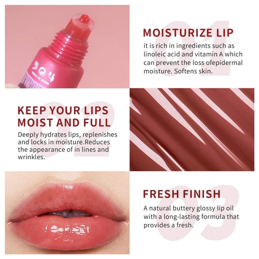 SAM SUGAR Lip Balm with Keychain Hydrating Tinted Lip Gloss, Moisturizing Lip Butter Balm with Natural Shine, Non-Sticky Lip Care for Dry Lips (Pink)