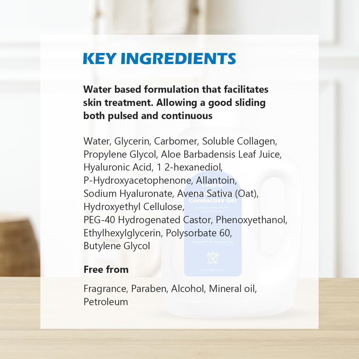 Oeneis Microcurrent Conductive Gel for Face, Hydrating Collagen Radio Frequency Gel, with Hyaluronic Acid & Aloe Vera, Fragrance-Free, Paraben-Free, 75 fl oz