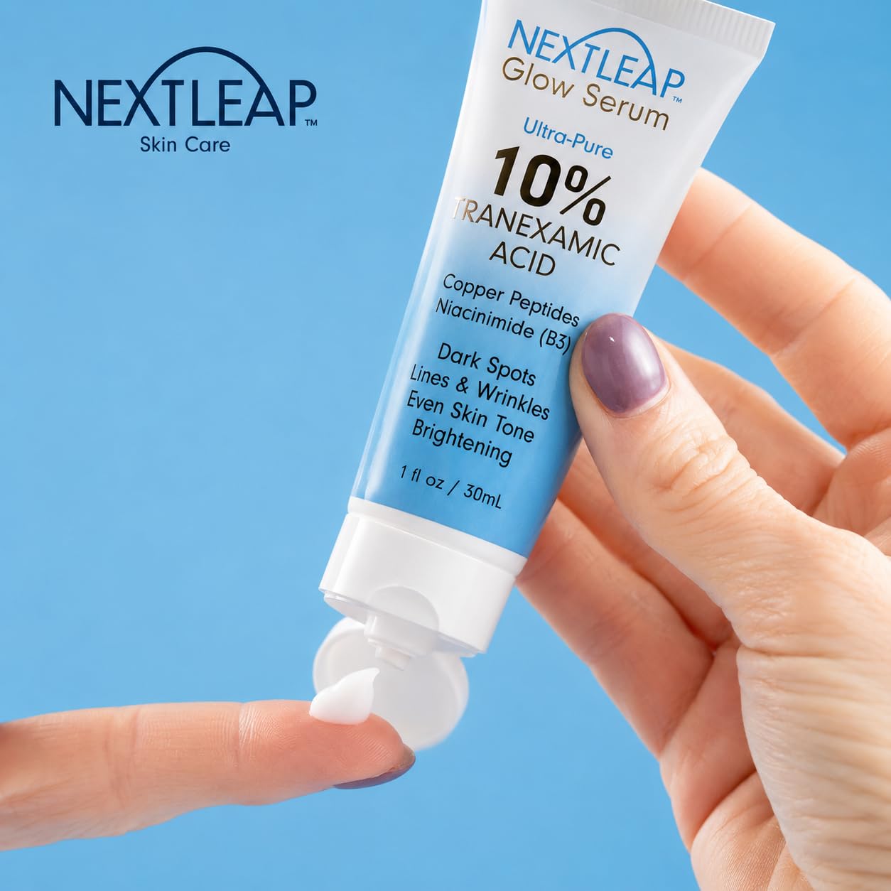 Tranexamic Acid Serum 10% (Ultra-Pure) with Niacinamide & Powerful Copper Peptides - Gentle Effective Cream for Dark Spots, Lines and Wrinkles, Uneven Skin Tone - 1 Fl Oz
