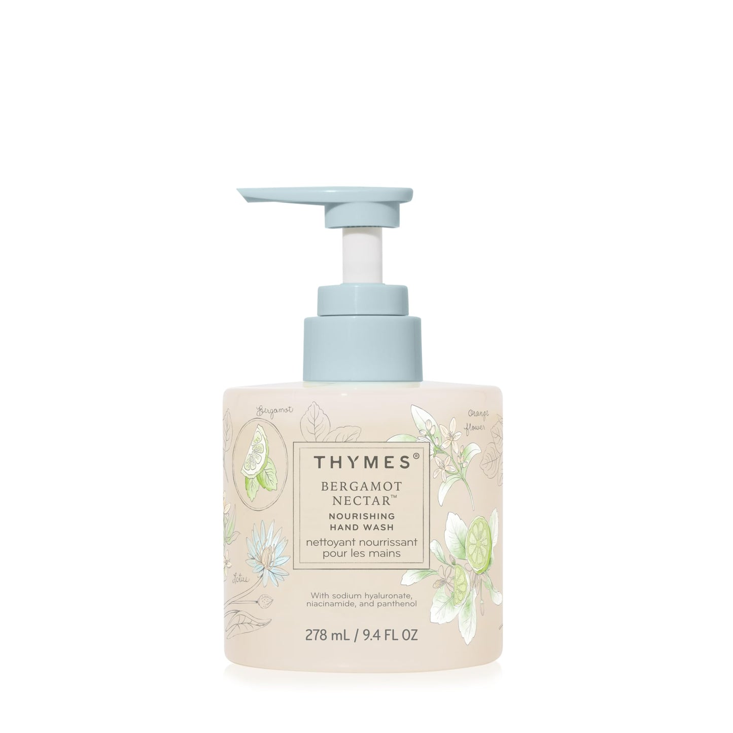 Thymes Nourishing Hand Wash - Liquid Hand Soap for Bathroom or Kitchen - Liquid Soap with Notes of Bergamot, Lemon, Orange Flower, Lotus & Sandalwood (Bergamot Nectar, 9.4 fl oz)