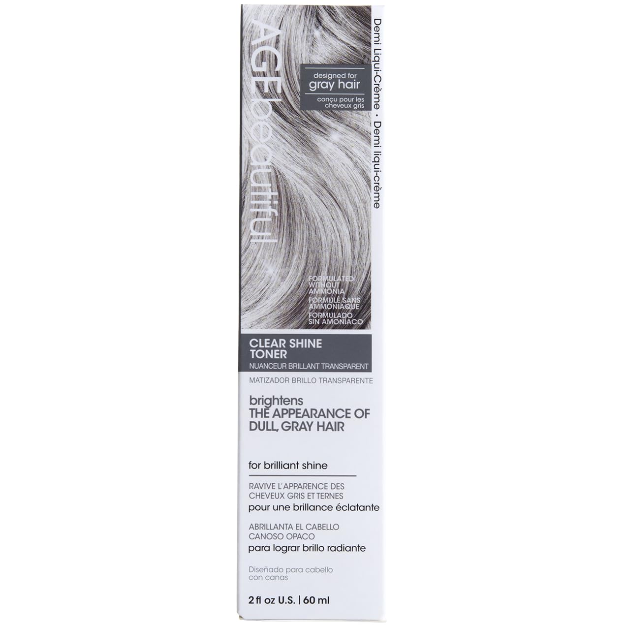 AGE beautiful Hair Toner for Gray Hair, 5-Minute Demi Cream Toner, Neutralizes Yellow Tones, Blends & Enhances Soft Gray, Ammonia-Free Professional Color for Shine