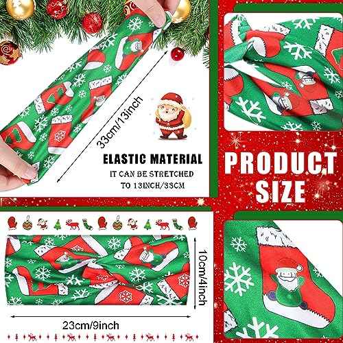 Giegxin 30 Pcs Christmas Headband for Women Dress up Costume Party Elastic Snowman Twist Headband Santa Claus Hairbands Xmas Head Wraps for Women Christmas Hair Accessories