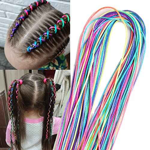 50pcs Hair Braids Assorted Gradient Colorful Braided Hair Rope Band Set for Ponytail braids Women Girl DIY Braid Hair Styling Accessories Wraps