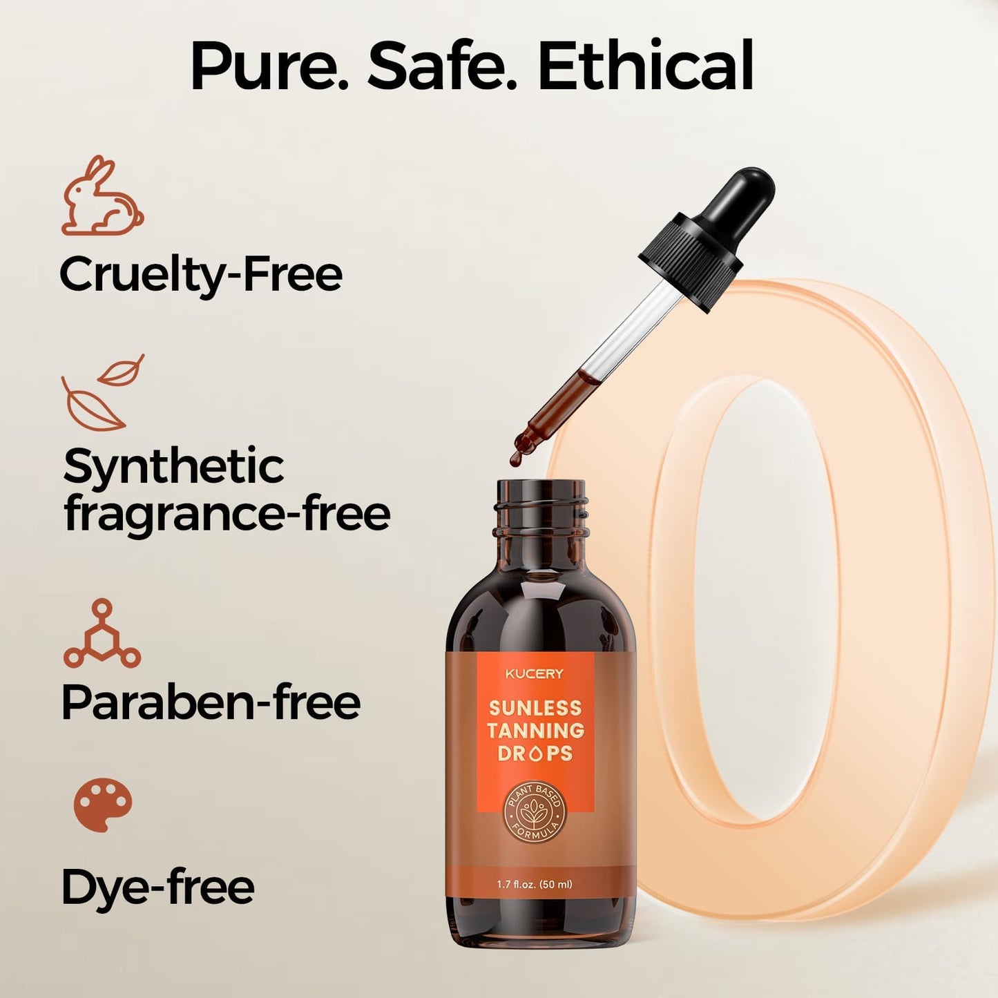 KUCERY Plant-Based Sunless Tanning Drops for Face & Body | Customizable Streak-Free Bronzing Serum with Natural Botanical Ingredients, Buildable Self-Tan Glow, 1.7 fl oz (50ml)